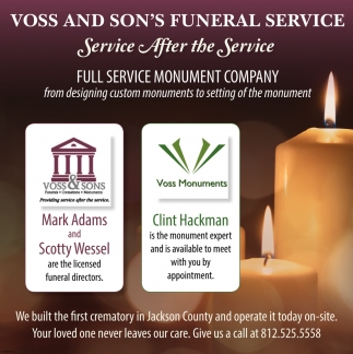 Full Service Monument Company, Voss & Son's Funeral Service, Seymour, IN