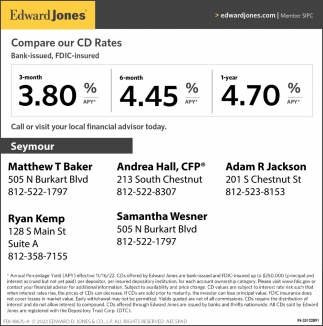 Compare Our CD Rates, Edward Jones Andrea Hall, Seymour, IN